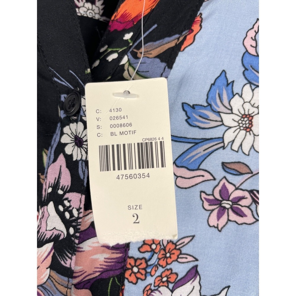 NWT Anthropologie Sz 2 Maeve Leyster Shirt Dress Floral Long Sleeved Midi - Picture 7 of 17